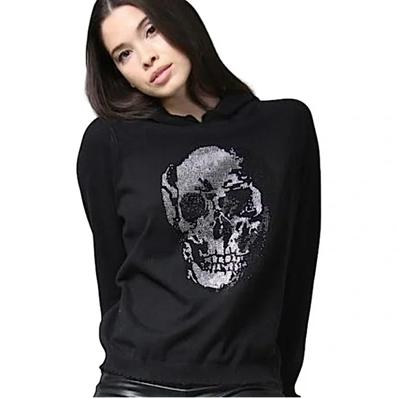 Minnie Rose Embellished Skull Hooded Sweater size XS - Picture 1 of 10